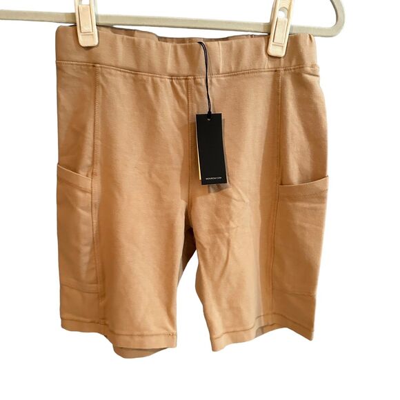 NWT Monrow Hip Pockets Bike Shorts In Latte S Small - Picture 2 of 5